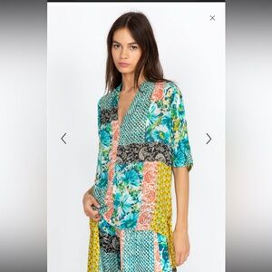 JOHNNY WAS Ravenne Multicolor Paisley Pullover Short Sleeve Top Size XL